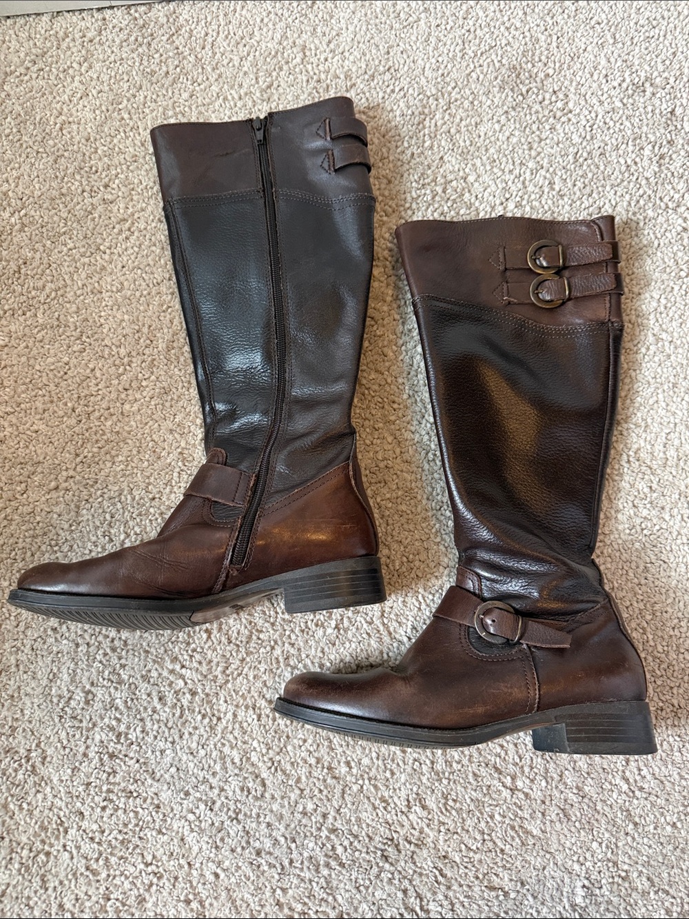 Aldo Dark Brown Leather Knee-High Riding Boots